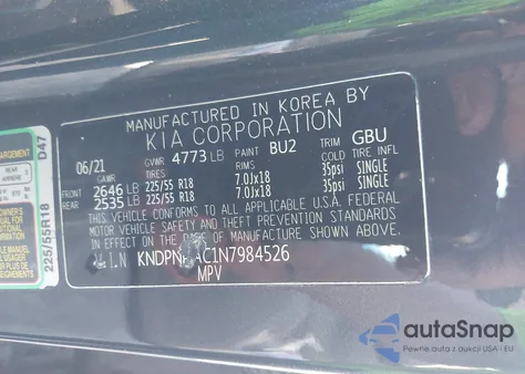 2022 Kia Sportage Ex из США, поврежденный, VIN KNDPNCAC1N7984526